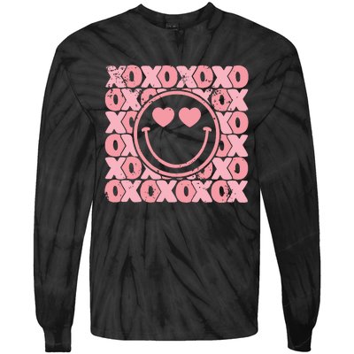 Retro Valentine Heart Xoxo Tie-Dye Long Sleeve Shirt