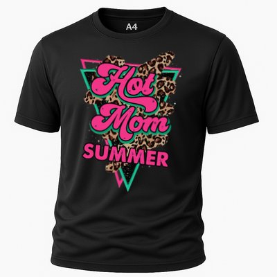 Retro Vintage Hot Mom Summer Vibes Leopard Print Summer Performance Shirt