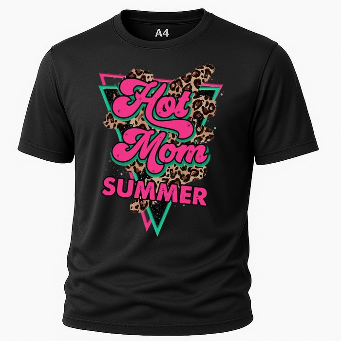 Retro Vintage Hot Mom Summer Vibes Leopard Print Summer Performance Shirt