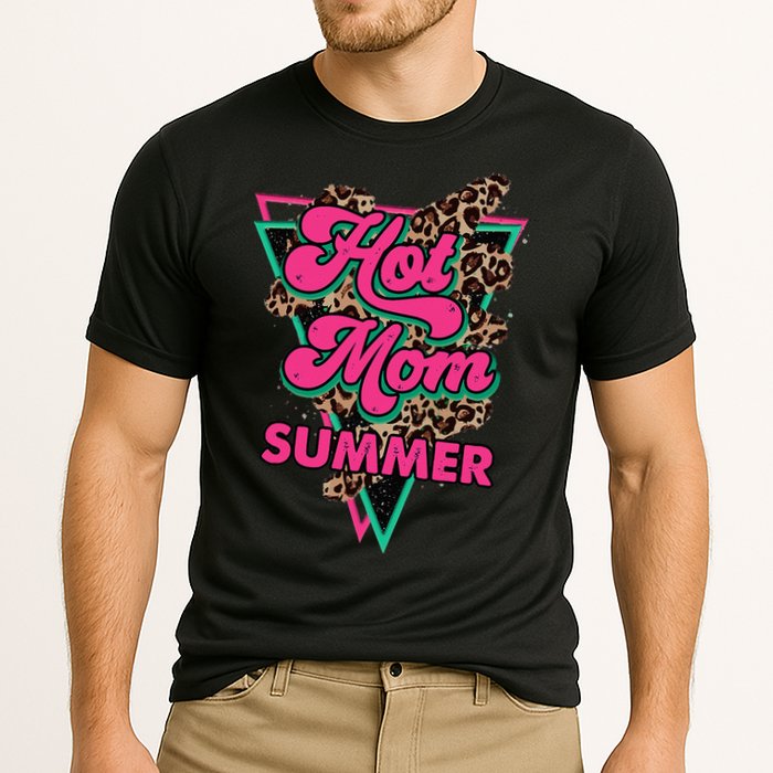 Retro Vintage Hot Mom Summer Vibes Leopard Print Summer Performance Shirt