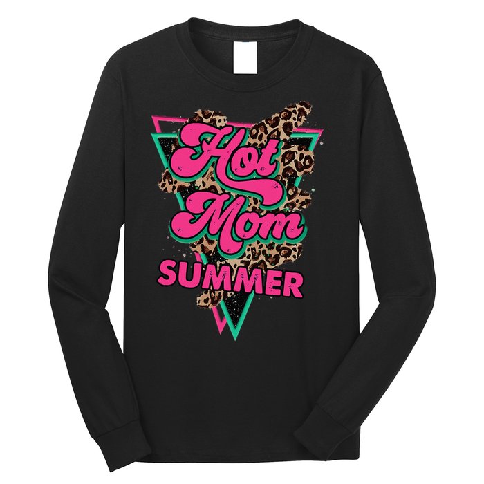 Retro Vintage Hot Mom Summer Vibes Leopard Print Summer Long Sleeve Shirt