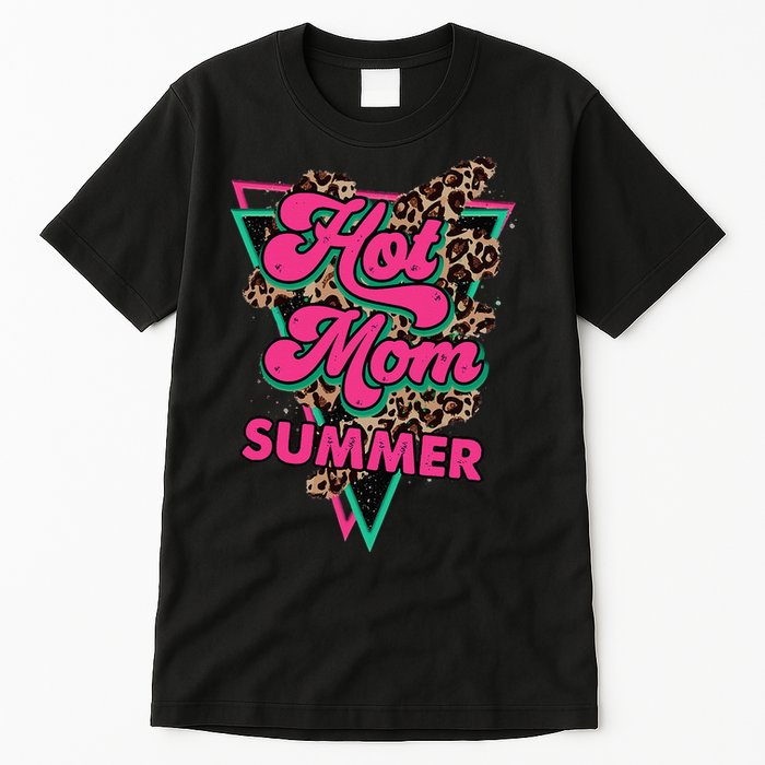 Retro Vintage Hot Mom Summer Vibes Leopard Print Summer Tall T-Shirt
