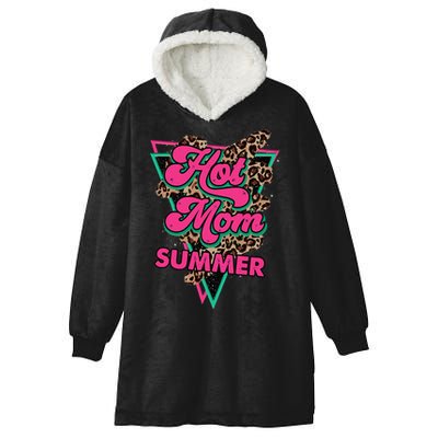Retro Vintage Hot Mom Summer Vibes Leopard Print Summer Hooded Wearable Blanket