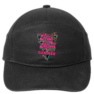Retro Vintage Hot Mom Summer Vibes Leopard Print Summer 7-Panel Snapback Hat