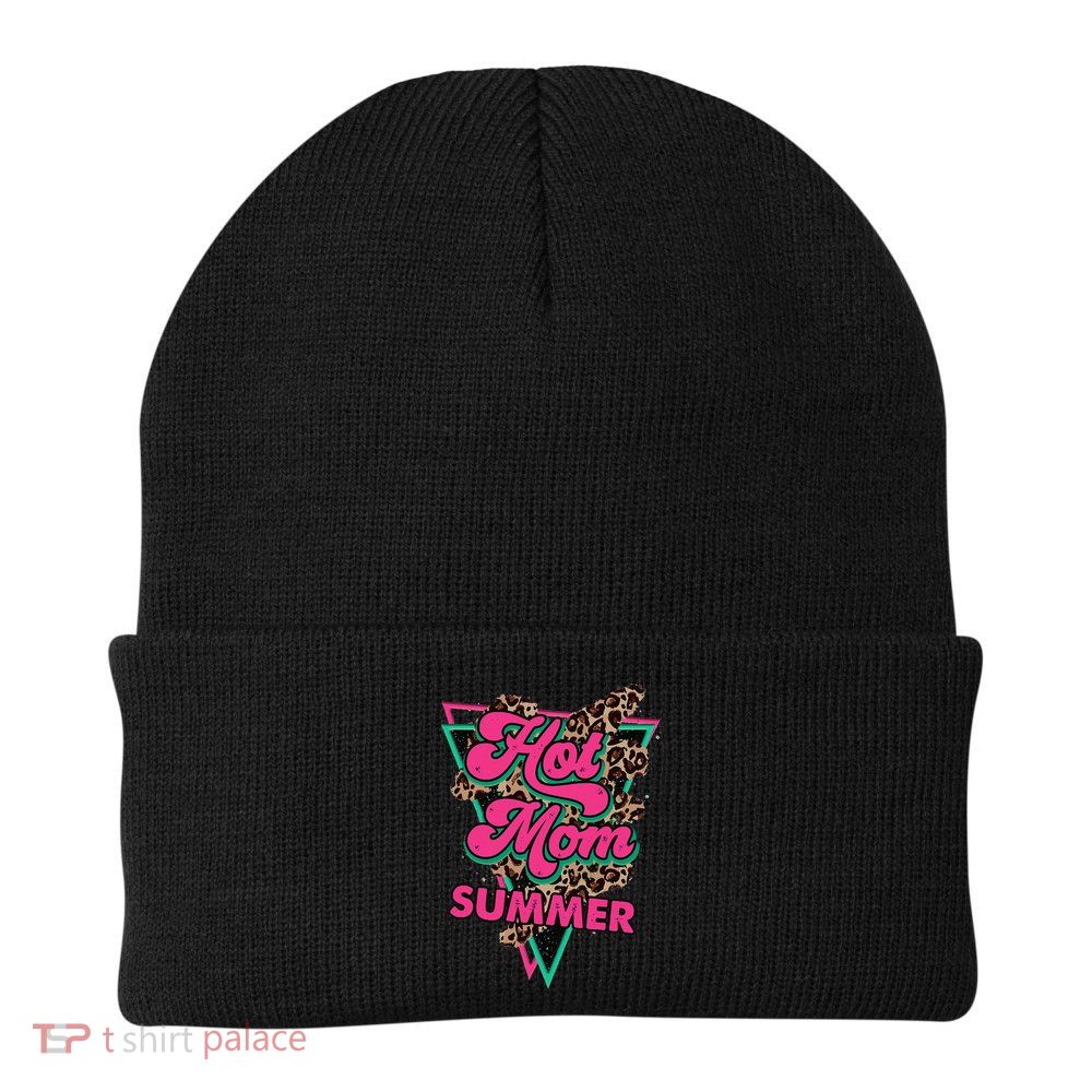 Retro Vintage Hot Mom Summer Vibes Leopard Print Summer Beanie