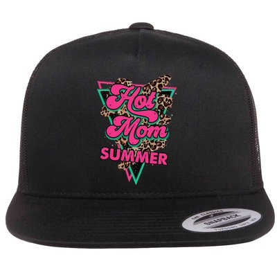 Retro Vintage Hot Mom Summer Vibes Leopard Print Summer Flatbill Hat