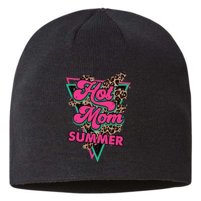 Retro Vintage Hot Mom Summer Vibes Leopard Print Summer Sustainable Beanie