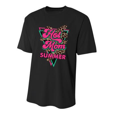 Retro Vintage Hot Mom Summer Vibes Leopard Print Summer Youth Performance Sprint T-Shirt