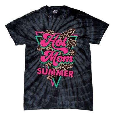Retro Vintage Hot Mom Summer Vibes Leopard Print Summer Tie-Dye T-Shirt