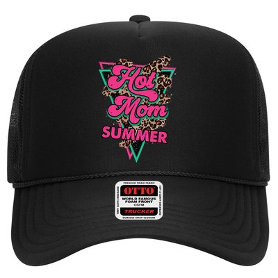 Retro Vintage Hot Mom Summer Vibes Leopard Print Summer Trucker Hat