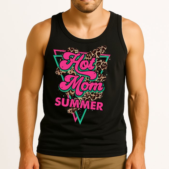 Retro Vintage Hot Mom Summer Vibes Leopard Print Summer Tank Top