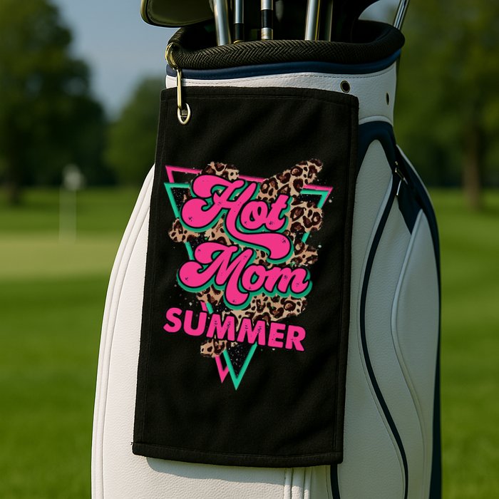 Retro Vintage Hot Mom Summer Vibes Leopard Print Summer Golf Towel