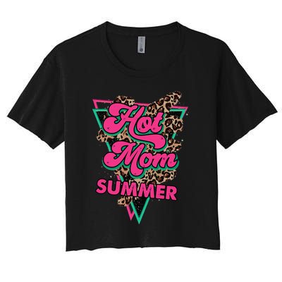 Retro Vintage Hot Mom Summer Vibes Leopard Print Summer Crop Top