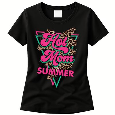 Retro Vintage Hot Mom Summer Vibes Leopard Print Summer Womens T-Shirt