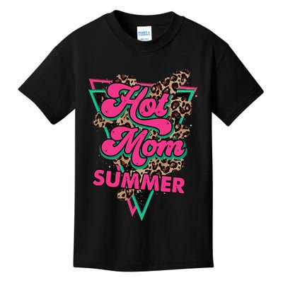 Retro Vintage Hot Mom Summer Vibes Leopard Print Summer Kids T-Shirt