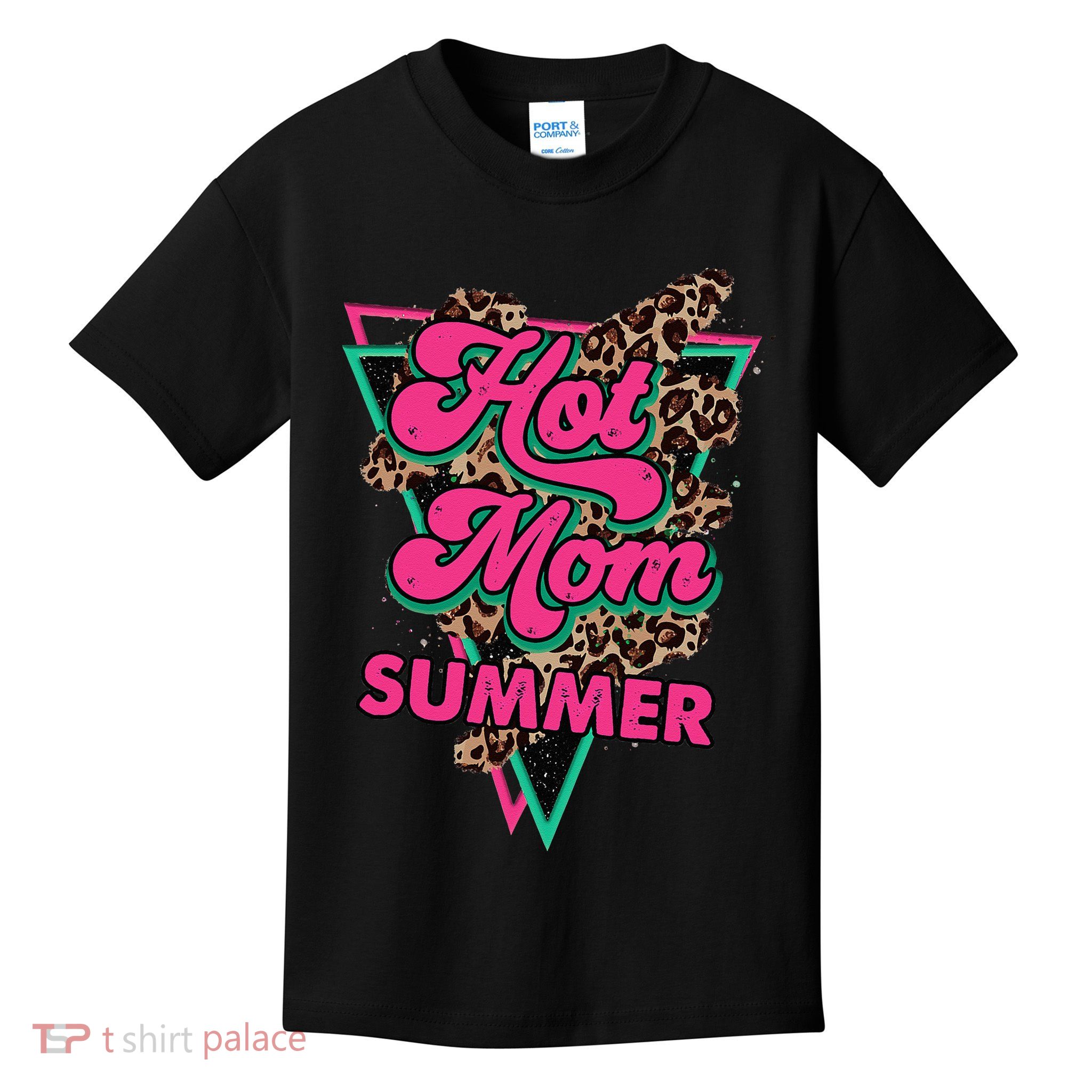 Retro Vintage Hot Mom Summer Vibes Leopard Print Summer Kids T-Shirt