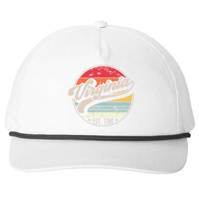 Retro Virginia Home State Va Cool 70s Style Sunset Snapback Five-Panel Rope Hat