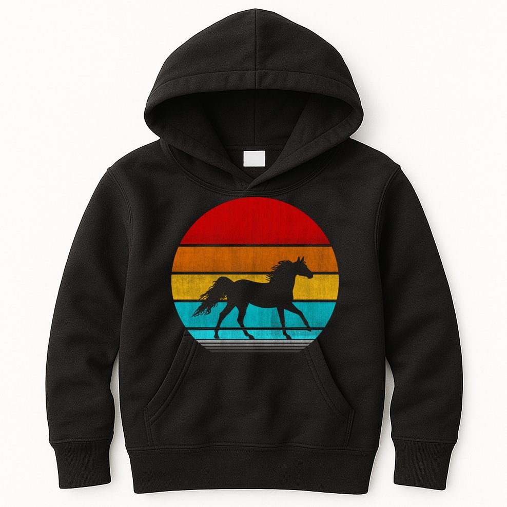 Retro Vintage Horse Kids Hoodie