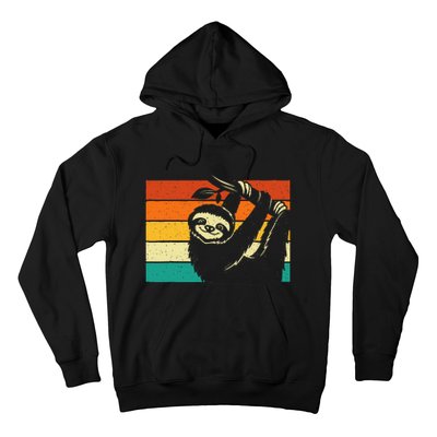 Retro Vintage Hanging Sloth Nature Animal Lover Zookeeper Hoodie