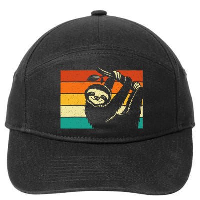 Retro Vintage Hanging Sloth Nature Animal Lover Zookeeper 7-Panel Snapback Hat