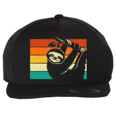 Retro Vintage Hanging Sloth Nature Animal Lover Zookeeper Wool Snapback Cap