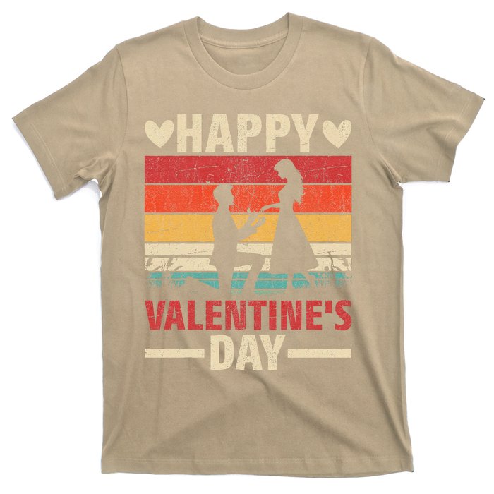 Retro Vintage Happy ValentineS Day Proposal Silhouette T-Shirt