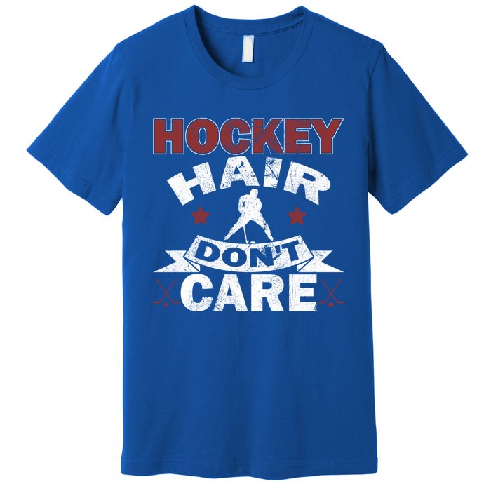 Retro Vintage Hockey Hair Dont Care Design Gift Premium T-Shirt