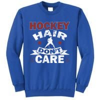 Retro Vintage Hockey Hair Dont Care Design Gift Tall Sweatshirt