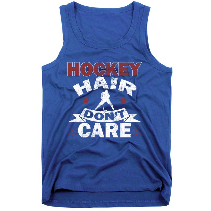 Retro Vintage Hockey Hair Dont Care Design Gift Tank Top