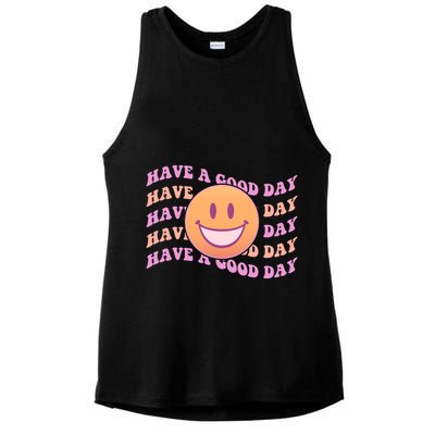 Retro Vintage Have A Good Day Smiley Emoji Ladies PosiCharge Tri-Blend Wicking Tank