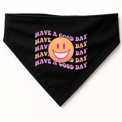 Retro Vintage Have A Good Day Smiley Emoji USA-Made Doggie Bandana