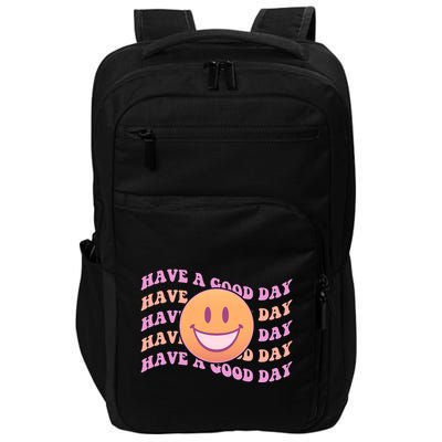 Retro Vintage Have A Good Day Smiley Emoji Impact Tech Backpack