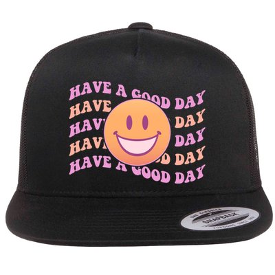 Retro Vintage Have A Good Day Smiley Emoji Flatbill Hat