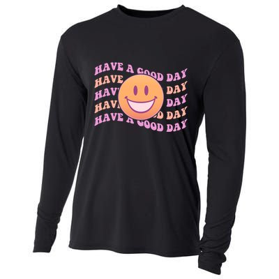Retro Vintage Have A Good Day Smiley Emoji Cooling Performance Long Sleeve Crew