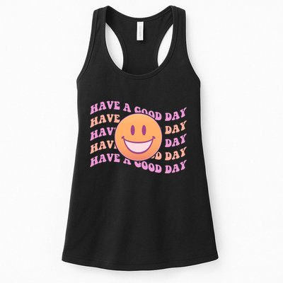 Retro Vintage Have A Good Day Smiley Emoji Womens Tank Top