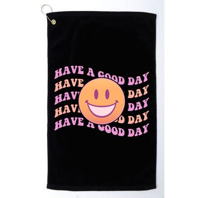 Retro Vintage Have A Good Day Smiley Emoji Golf Towel