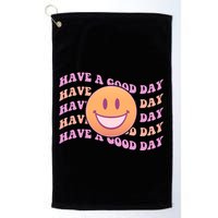 Retro Vintage Have A Good Day Smiley Emoji Golf Towel