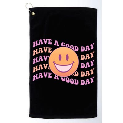 Retro Vintage Have A Good Day Smiley Emoji Platinum Collection Golf Towel