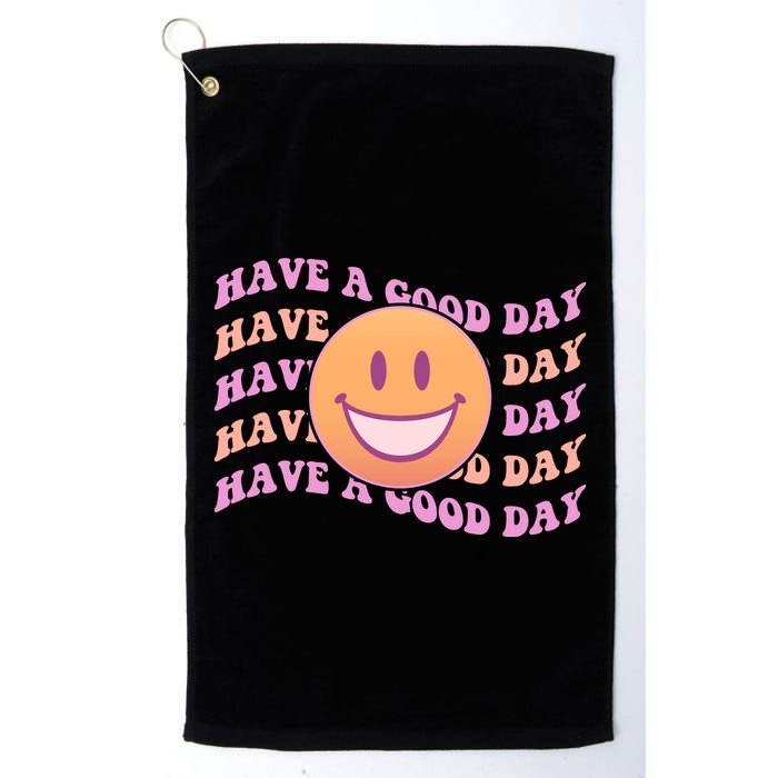 Retro Vintage Have A Good Day Smiley Emoji Golf Towel