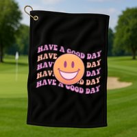 Retro Vintage Have A Good Day Smiley Emoji Golf Towel