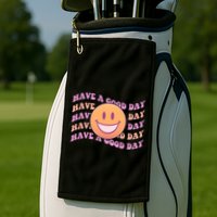 Retro Vintage Have A Good Day Smiley Emoji Golf Towel