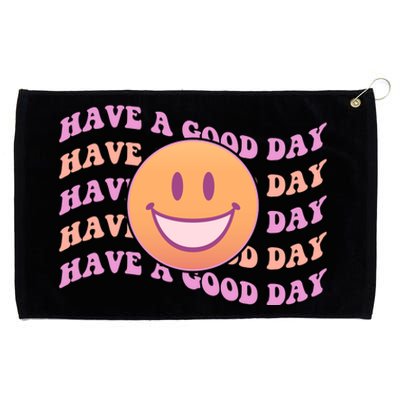 Retro Vintage Have A Good Day Smiley Emoji Grommeted Golf Towel