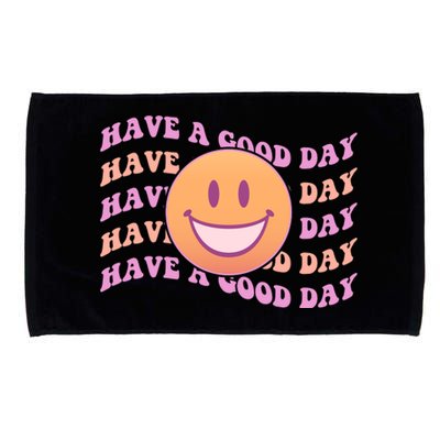 Retro Vintage Have A Good Day Smiley Emoji Microfiber Hand Towel