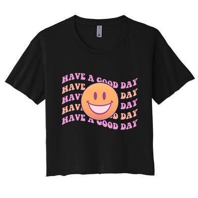 Retro Vintage Have A Good Day Smiley Emoji Crop Top
