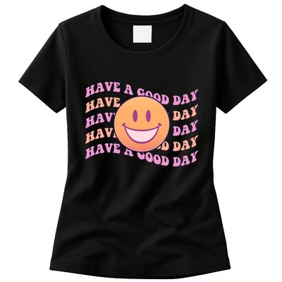 Retro Vintage Have A Good Day Smiley Emoji Womens T-Shirt