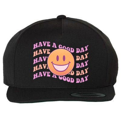 Retro Vintage Have A Good Day Smiley Emoji Wool Snapback Cap