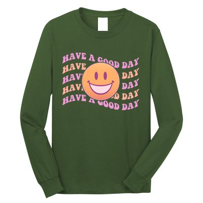 Retro Vintage Have A Good Day Smiley Emoji Long Sleeve Shirt
