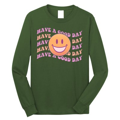 Retro Vintage Have A Good Day Smiley Emoji Long Sleeve Shirt