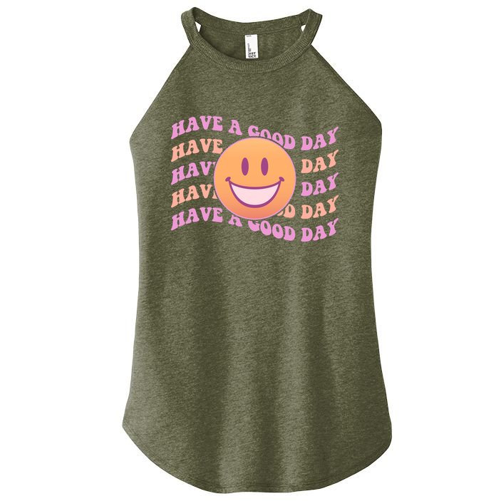 Retro Vintage Have A Good Day Smiley Emoji Women's Perfect Tri Rocker Tank