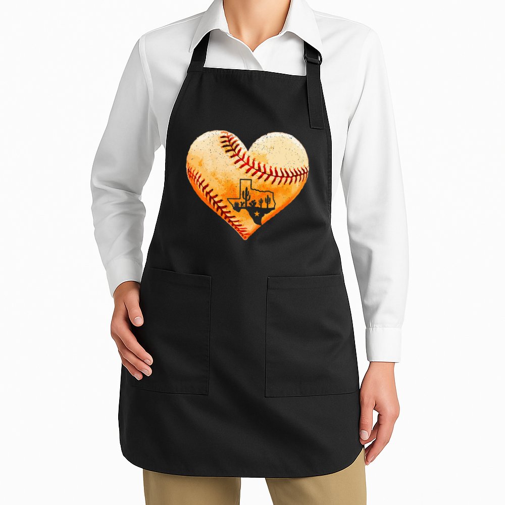 Retro Vintage Houston Texas Baseball Heart With Map  Apron